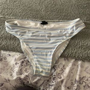 PACSUN: Light Blue & White Striped Bikini Bottoms